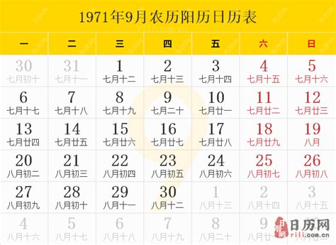 1971是什么年|1971年日历表,1971年农历表（阴历阳历节日对照表）